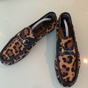 Gucci Leopard Pattern Horse Bit Loafers